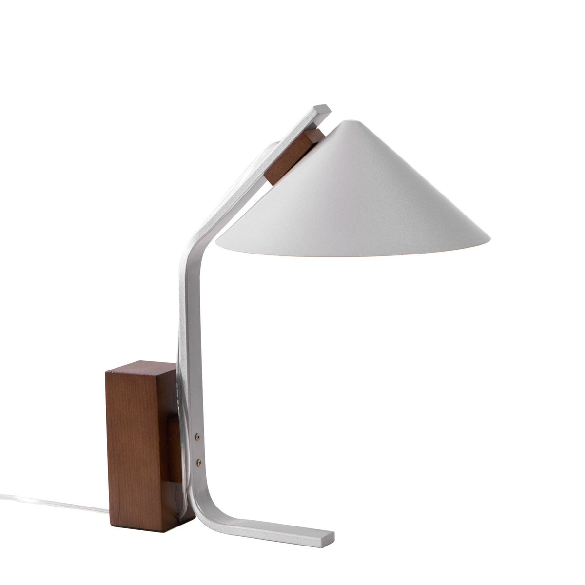 Arclune Modern Walnut Wood Desk Lamp with Aluminum Arc Shade