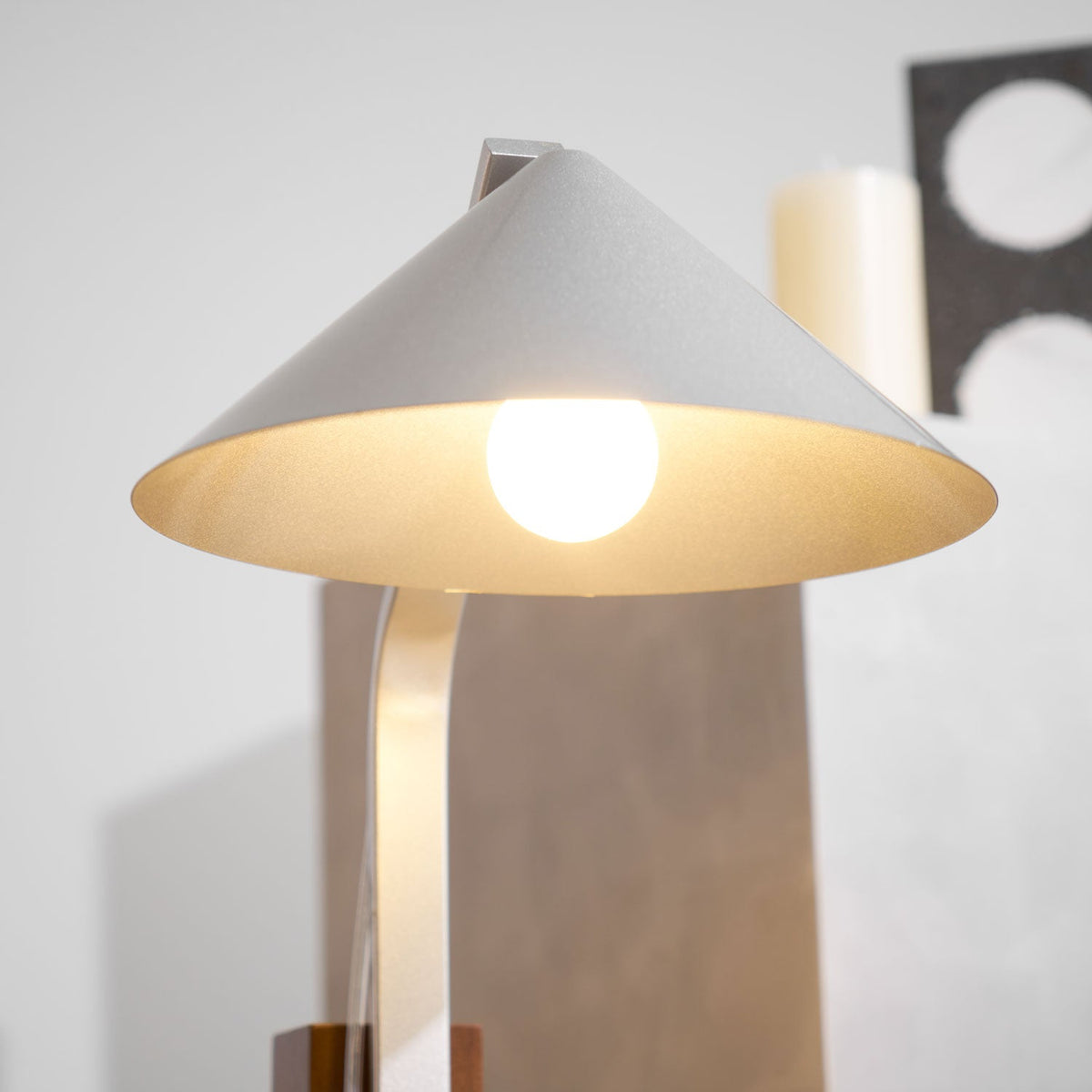 Arclune Modern Walnut Wood Desk Lamp with Aluminum Arc Shade