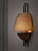 Arclune Ribbed Wall Sconce in Bronze with Amber Glass