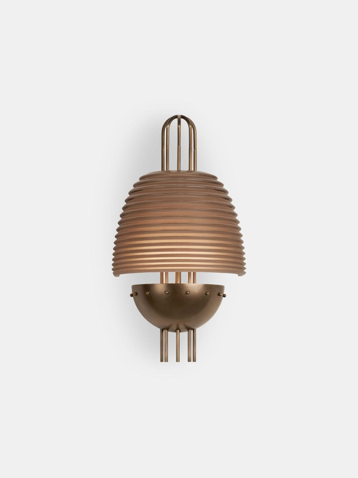 Arclune Ribbed Wall Sconce in Bronze with Amber Glass