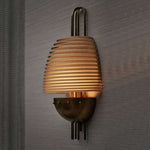 Arclune Ribbed Wall Sconce in Bronze with Amber Glass