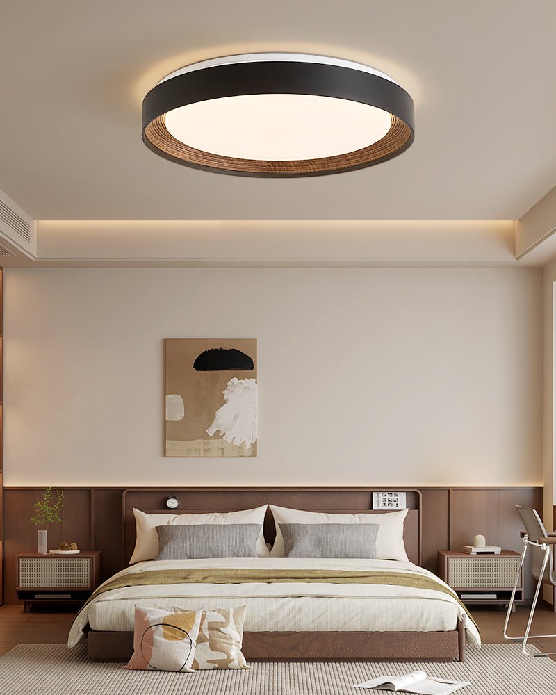 Arco Acrylic Ceiling Light – Modern Minimalist Flush Mount with Walnut Accent