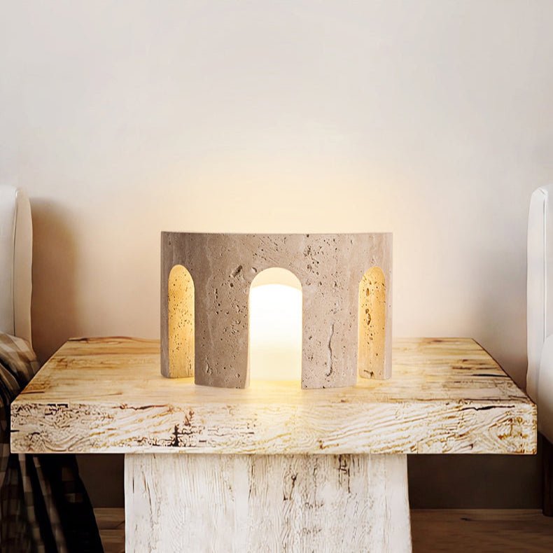 Arco Travertine Table Lamp with Integrated LED