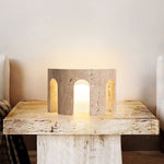 Arco Travertine Table Lamp with Integrated LED