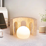 Arco Travertine Table Lamp with Integrated LED