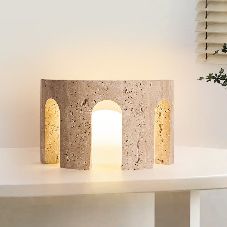 Arco Travertine Table Lamp with Integrated LED