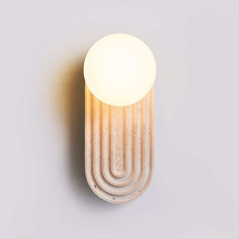 Arco Travertine Wall Sconce – Modern Natural Stone Bedside Lamp