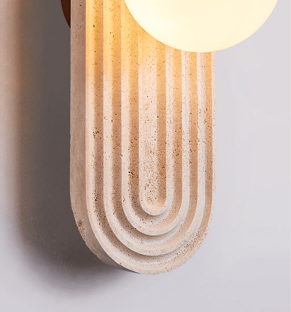 Arco Travertine Wall Sconce – Modern Natural Stone Bedside Lamp