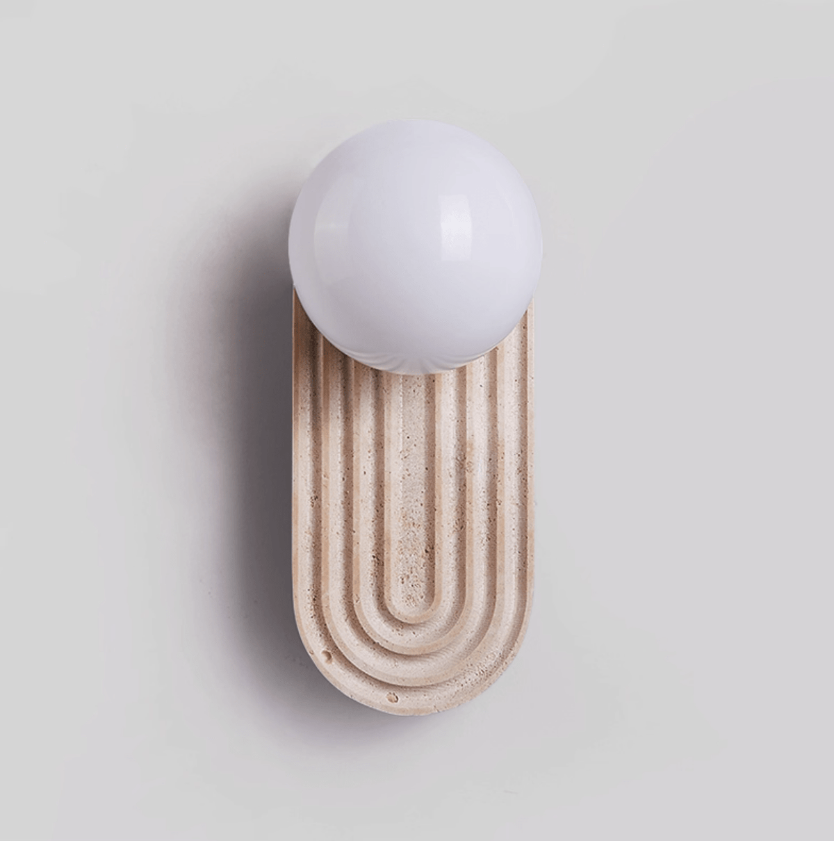 Arco Travertine Wall Sconce – Modern Natural Stone Bedside Lamp