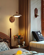 Arcwood Saucer Wall Sconce in Walnut and Brass