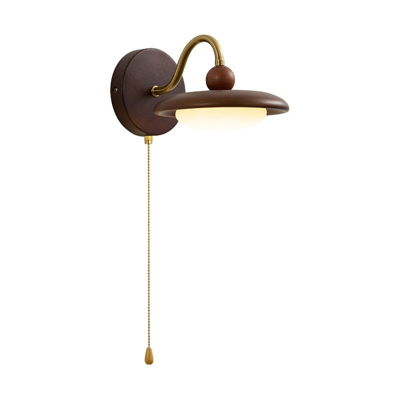 Arcwood Saucer Wall Sconce in Walnut and Brass