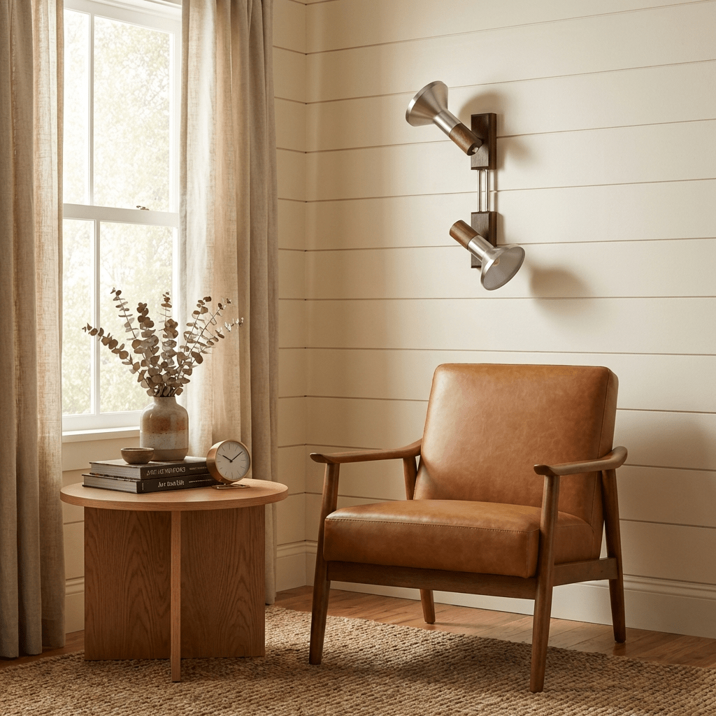 Ardell Dual Spotlight Wall Sconce in Walnut and Nickel