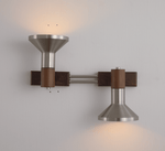 Ardell Dual Spotlight Wall Sconce in Walnut and Nickel