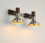 Ardell Dual Spotlight Wall Sconce in Walnut and Nickel