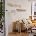 Ardell Modern Floor Lamp with Fabric Shade and Brass Accents