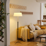 Ardell Modern Floor Lamp with Fabric Shade and Brass Accents