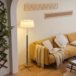 Ardell Modern Floor Lamp with Fabric Shade and Brass Accents