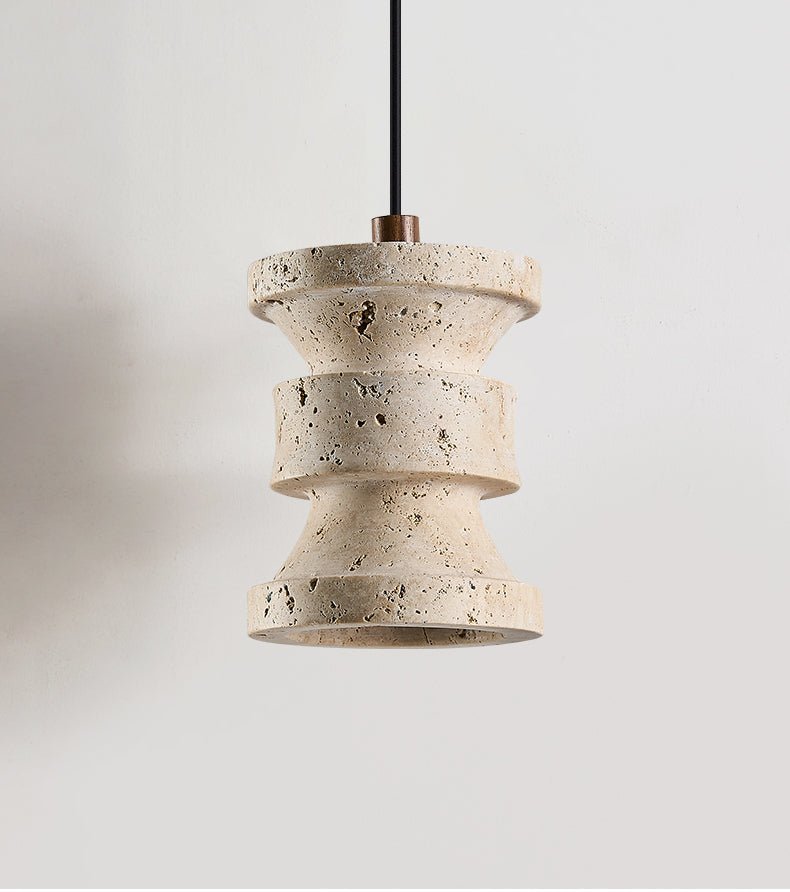 Ardelle Travertine Pendant Light – Natural Stone Sculptural Hanging Lamp