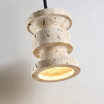 Ardelle Travertine Pendant Light – Natural Stone Sculptural Hanging Lamp