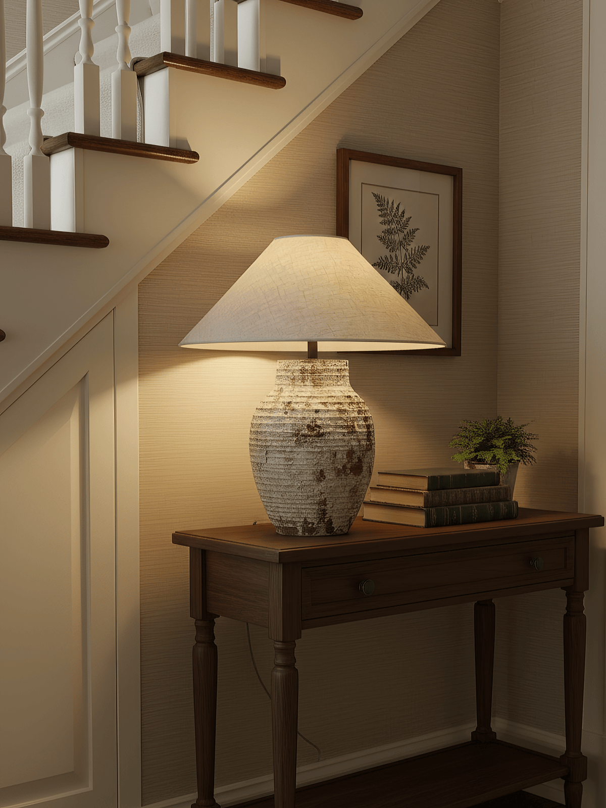 Arden Textured Clay Table Lamp with Linen Shade for Living Room and Bedroom