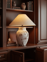 Arden Textured Clay Table Lamp with Linen Shade for Living Room and Bedroom