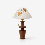 Arden Bloom Table Lamp – Walnut Wood & Floral Fabric Shade