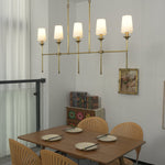 Arden Row Linear Chandelier in Brass, Black, or Nickel with Fabric Shades