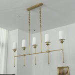 Arden Row Linear Chandelier in Brass, Black, or Nickel with Fabric Shades