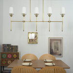 Arden Row Linear Chandelier in Brass, Black, or Nickel with Fabric Shades