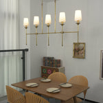 Arden Row Linear Chandelier in Brass, Black, or Nickel with Fabric Shades