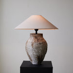 Arden Textured Clay Table Lamp with Linen Shade for Living Room and Bedroom