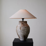 Arden Textured Clay Table Lamp with Linen Shade for Living Room and Bedroom
