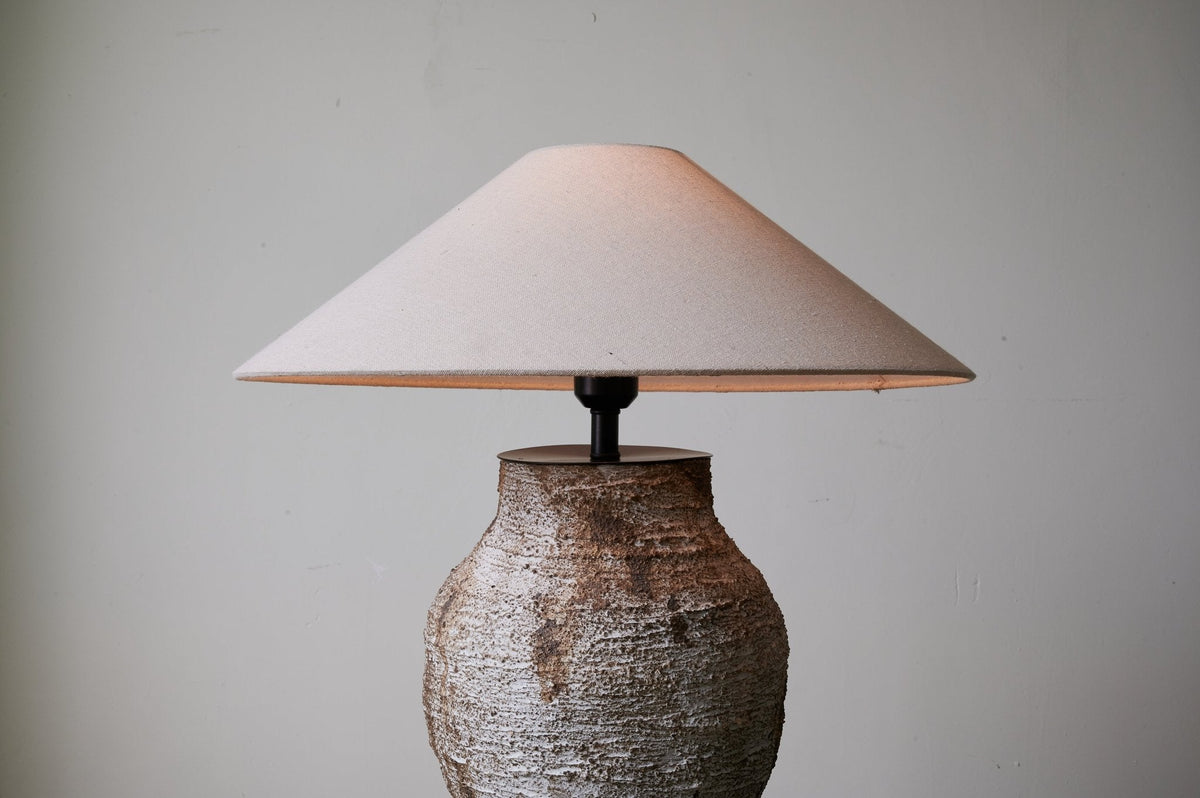 Arden Textured Clay Table Lamp with Linen Shade for Living Room and Bedroom