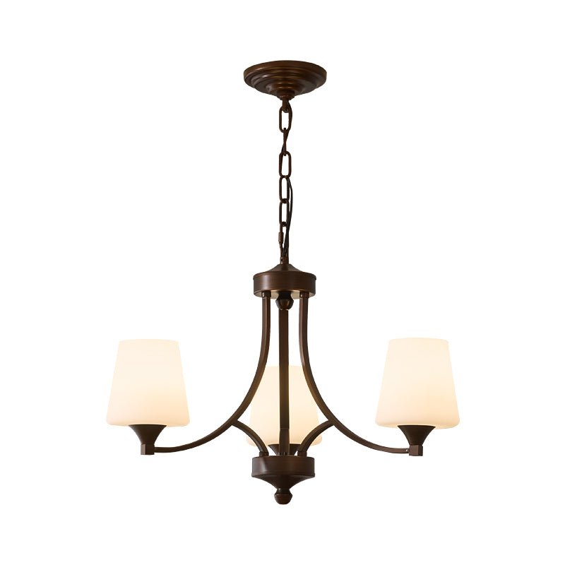 Ardena Classic Chandelier — Bronze & Frosted Glass Pendant Light