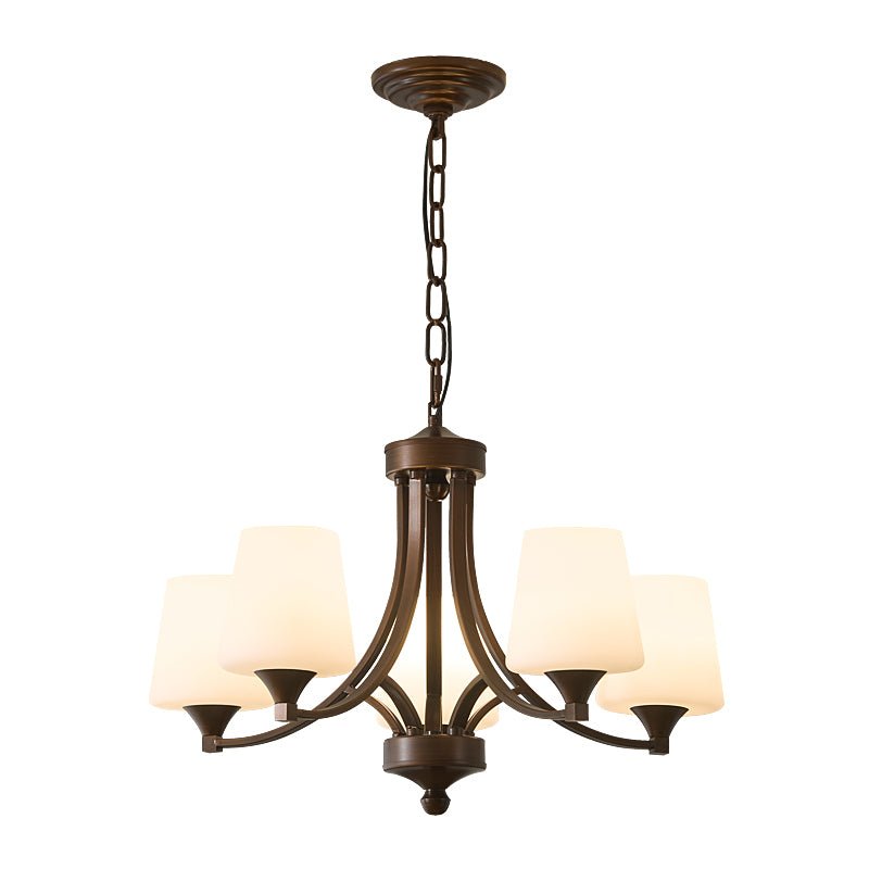 Ardena Classic Chandelier — Bronze & Frosted Glass Pendant Light