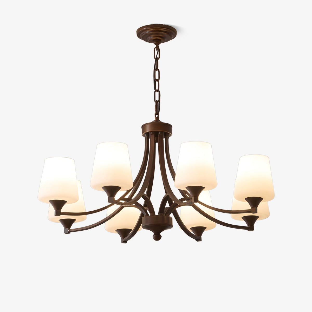 Ardena Classic Chandelier — Bronze & Frosted Glass Pendant Light