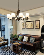 Ardena Classic Chandelier — Bronze & Frosted Glass Pendant Light