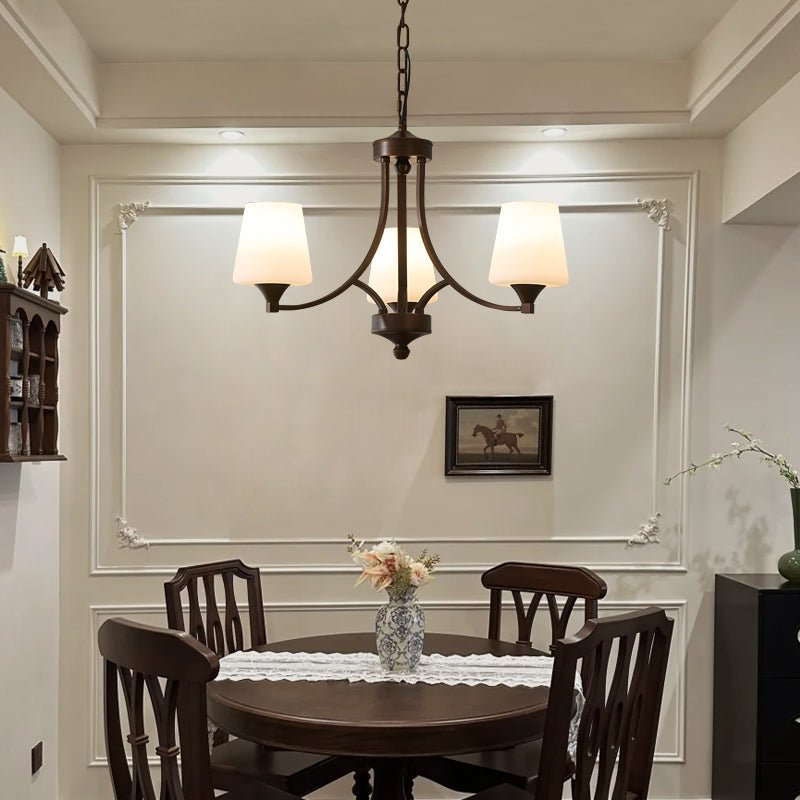 Ardena Classic Chandelier — Bronze & Frosted Glass Pendant Light