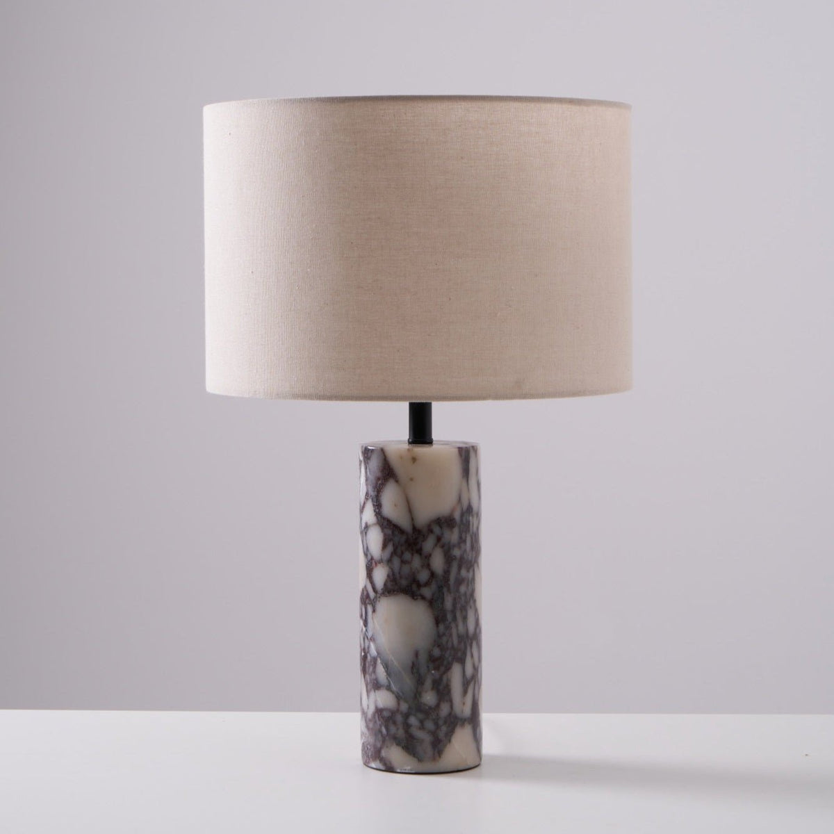 Ardena Marble Table Lamp with Linen Shade for Bedroom and Living Room