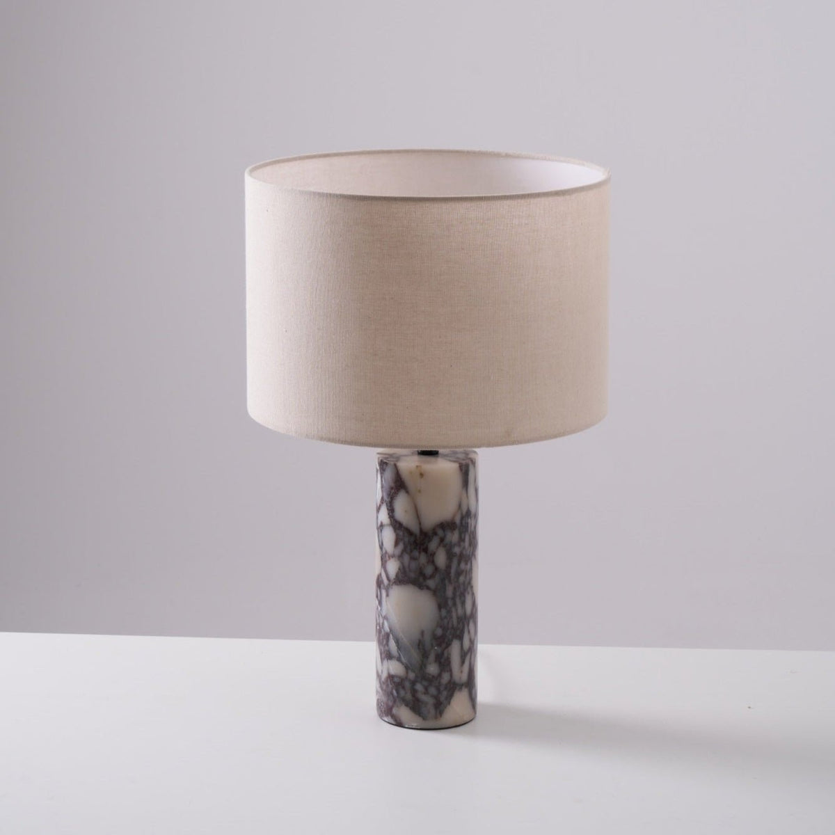Ardena Marble Table Lamp with Linen Shade for Bedroom and Living Room