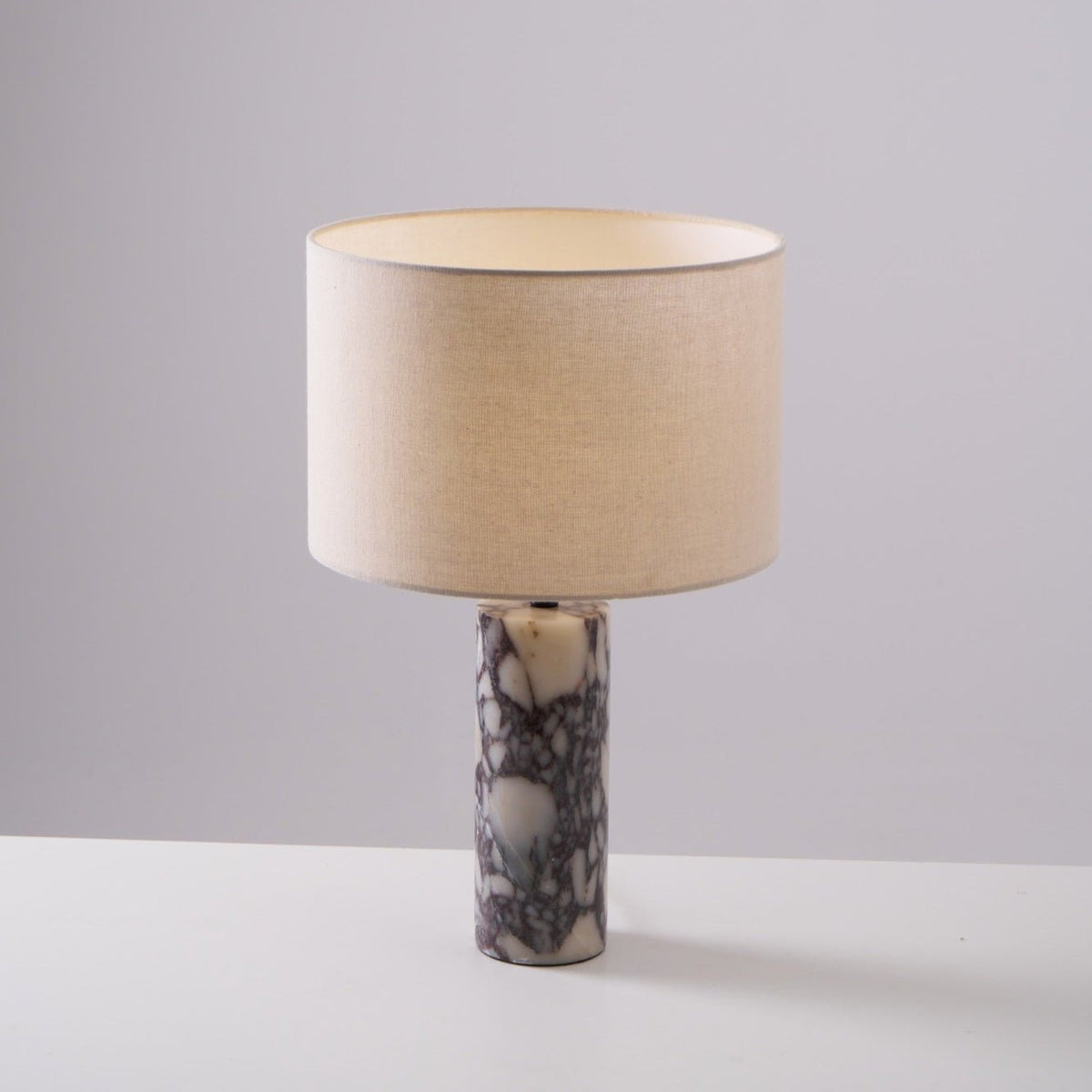 Ardena Marble Table Lamp with Linen Shade for Bedroom and Living Room