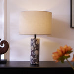 Ardena Marble Table Lamp with Linen Shade for Bedroom and Living Room