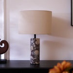 Ardena Marble Table Lamp with Linen Shade for Bedroom and Living Room