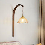 Ardent Wood Wall Sconce with Pleated Glass Shade and Brass Accents