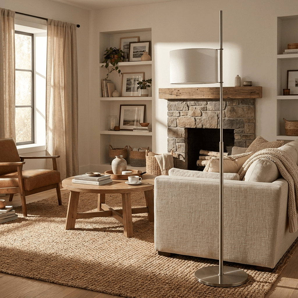 Ardent Linear Floor Lamp – Modern Minimalist Metal & Fabric Standing Light