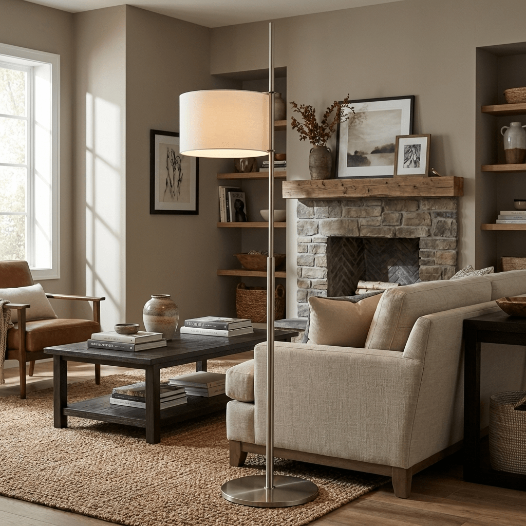 Ardent Linear Floor Lamp – Modern Minimalist Metal & Fabric Standing Light