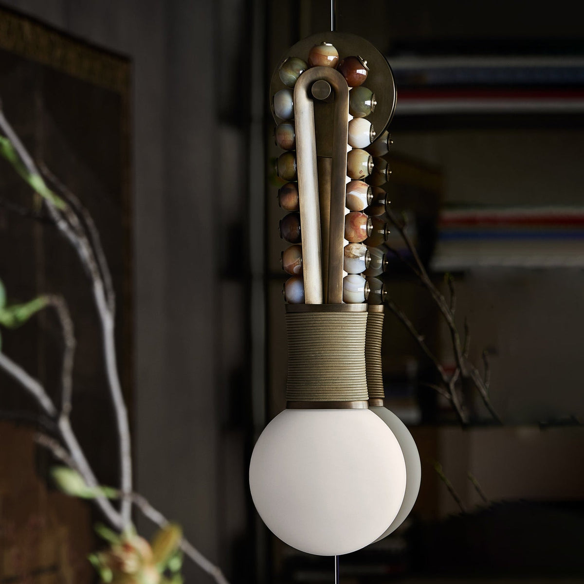 Ardora Wall Lamp — Natural Stone & Brass Sculptural Sconce