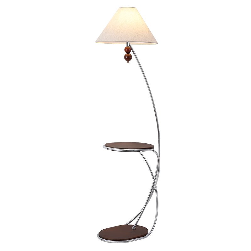Aria Curved Shelf Floor Lamp with Fabric Shade