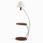 Aria Curved Shelf Floor Lamp with Fabric Shade