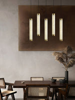 Aria Alabaster Pendant Light – Modern Brass LED Chandelier for Dining Room & Foyer